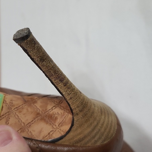 LAMB Vero Cuoio Womens Brown Leather Stilettos Peep Toe Size 6.5 GUC - Picture 11 of 12